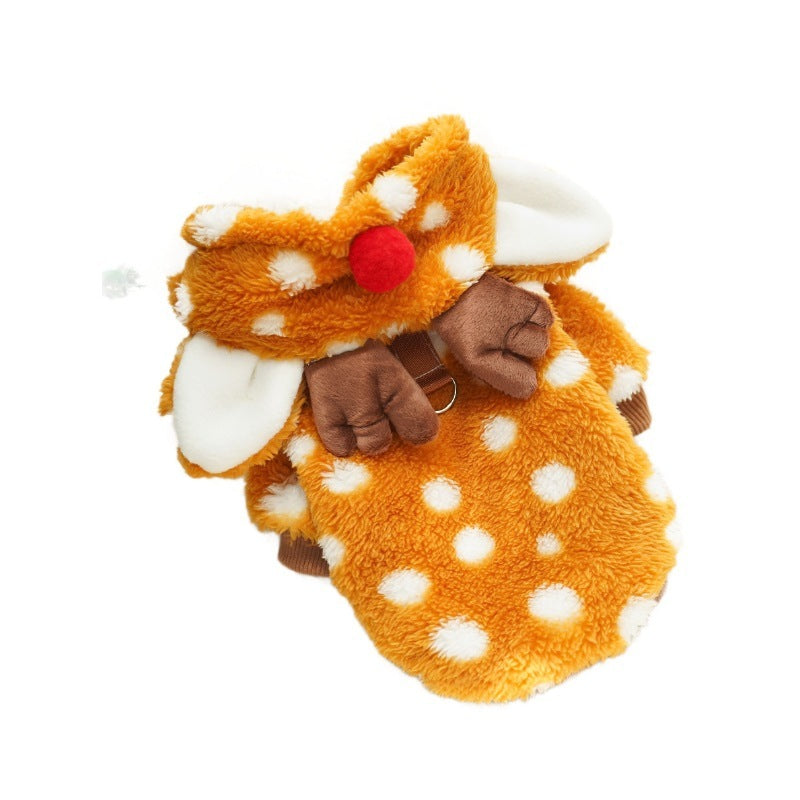 Pet Dog Cat Christmas Clothes Elk Supplies Autumn And Winter Fleece-lined Medium-sized Dog Bichon Jarre Aero Bull Corgi Pet Costume