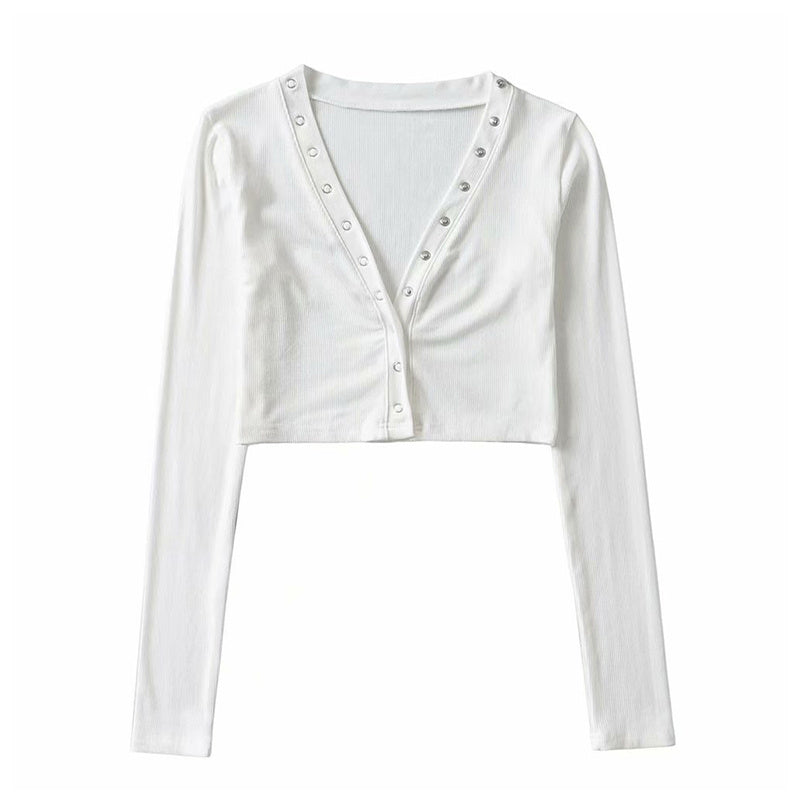 High Waist Slimming All Match Super Short top Bottoming Shirt