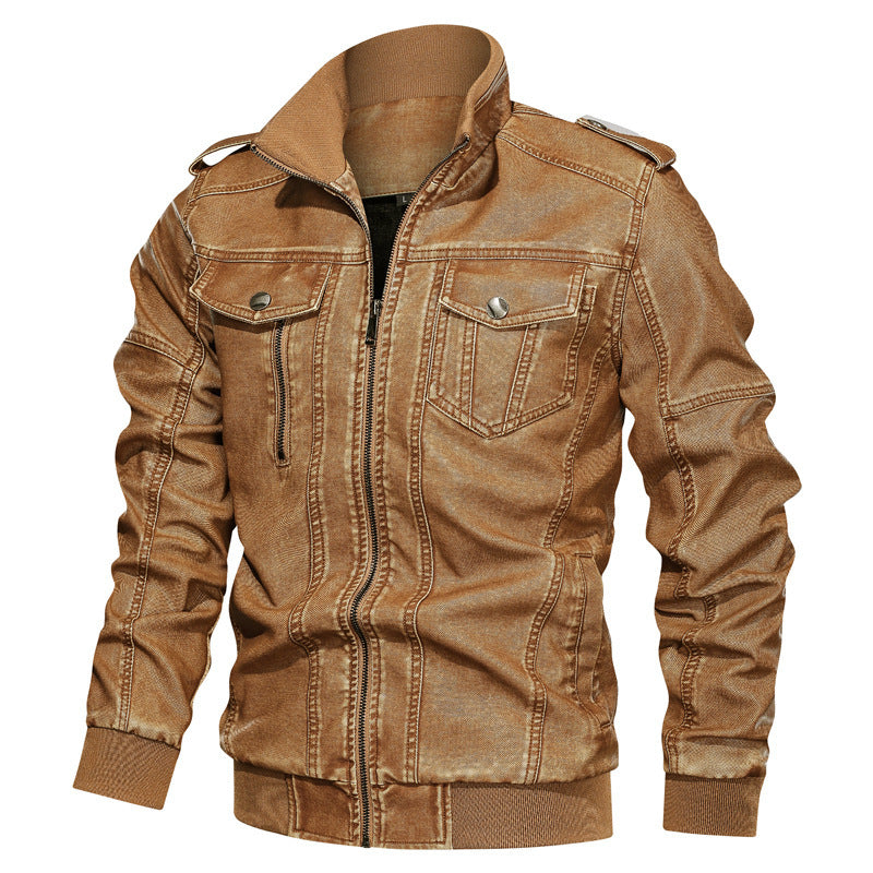 Bynetta fashion Men's Pu Leather Coat