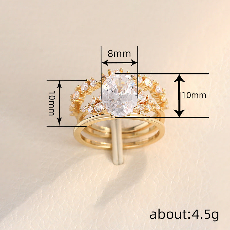 Affordable Luxury Style High-grade Ring Three-piece Set