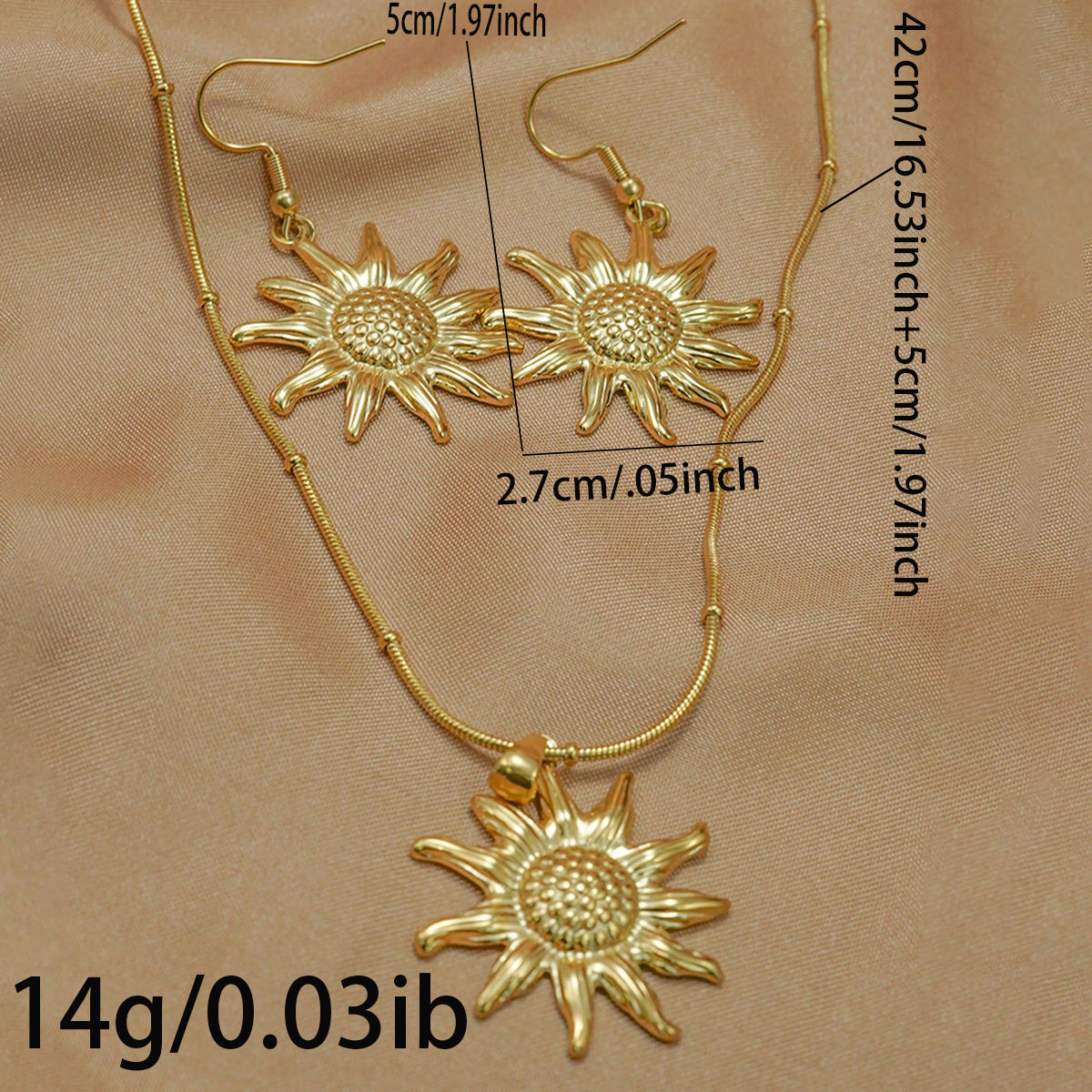 Lxalry 18K Gold Plated Sun Mirror Jewelry Set Hypoallergenic Skin Safe Necklace Drop Earrings For Daily Evening Never Fade Adjustable Luxury Gift With Precision Cast Rays