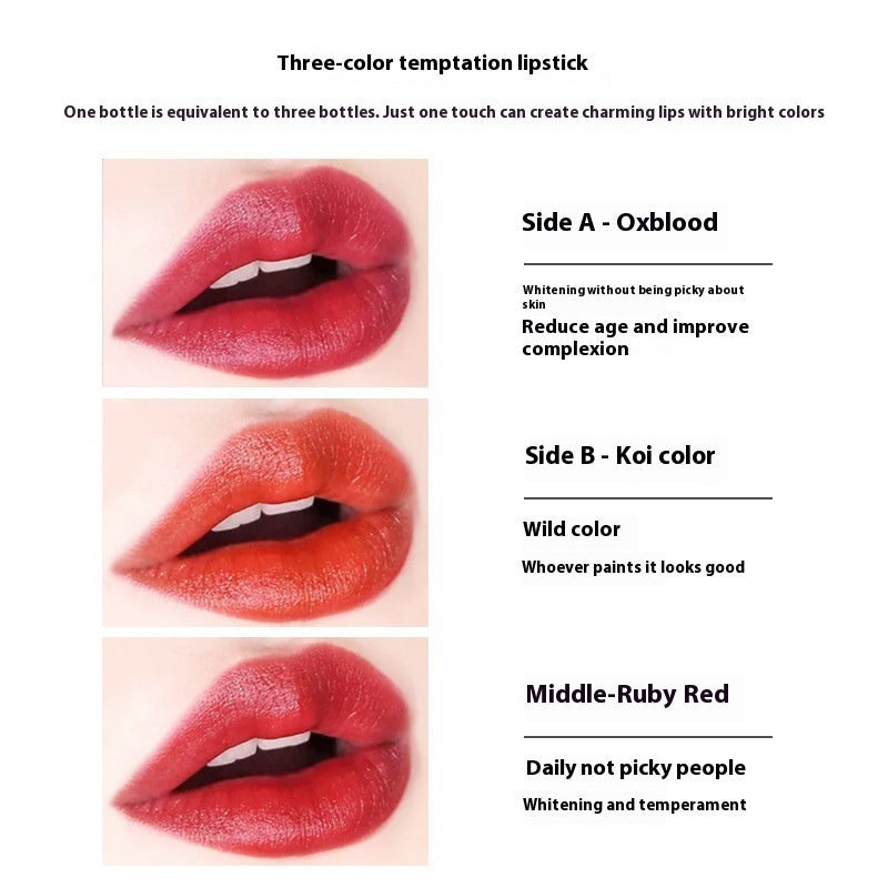 Nourishing Moisturizing Three-color Color-changing Lipstick
