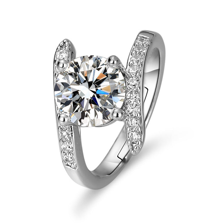 Inlaid Zircon Geometric Ring For Women