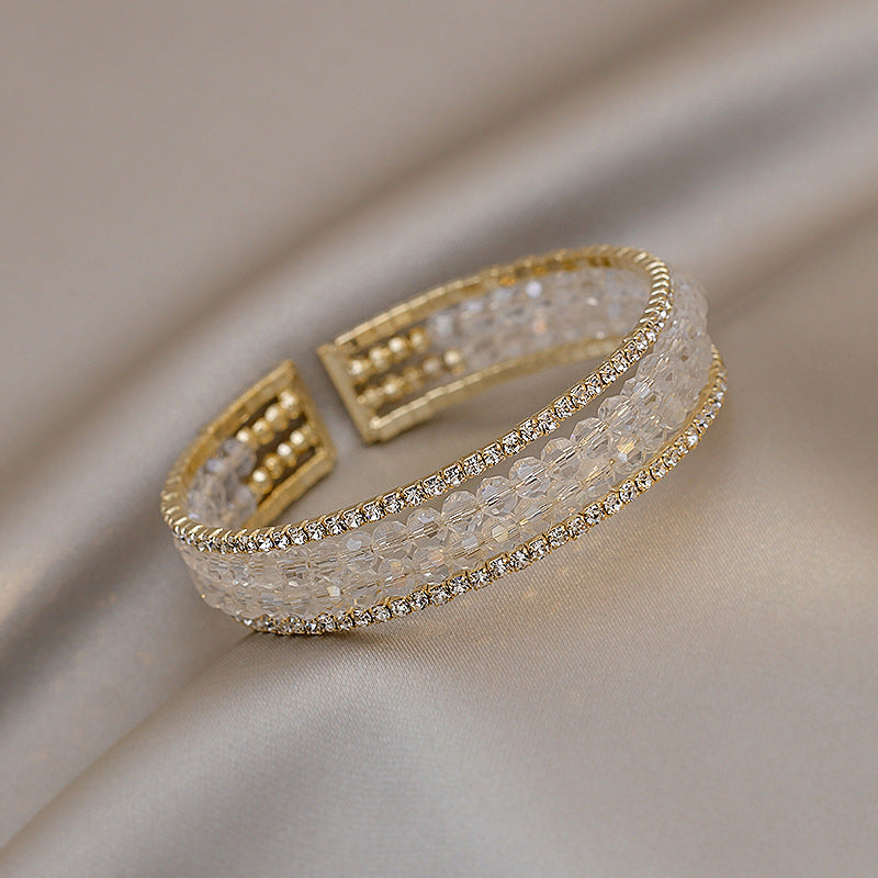 White Crystal Beaded Bracelet Summer Bracelet