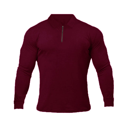 Fitness Sports Long-sleeved Polo Shirt Men Fashion Casual