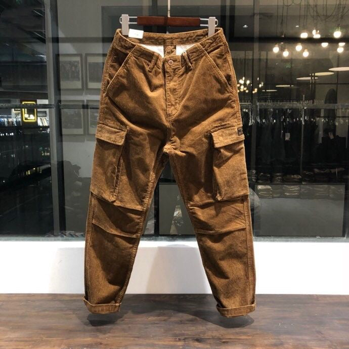 American Autumn And Winter Corduroy Multi-pocket Loose Straight Cargo Pants