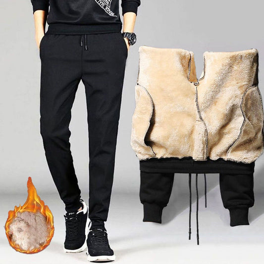 Autumn Winter Pants Men Women Trousers Warm Fleece Drawstring Pants M-5XL