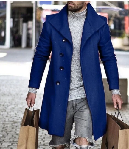 Woolen Coat Mid Length Men's Trench Coat