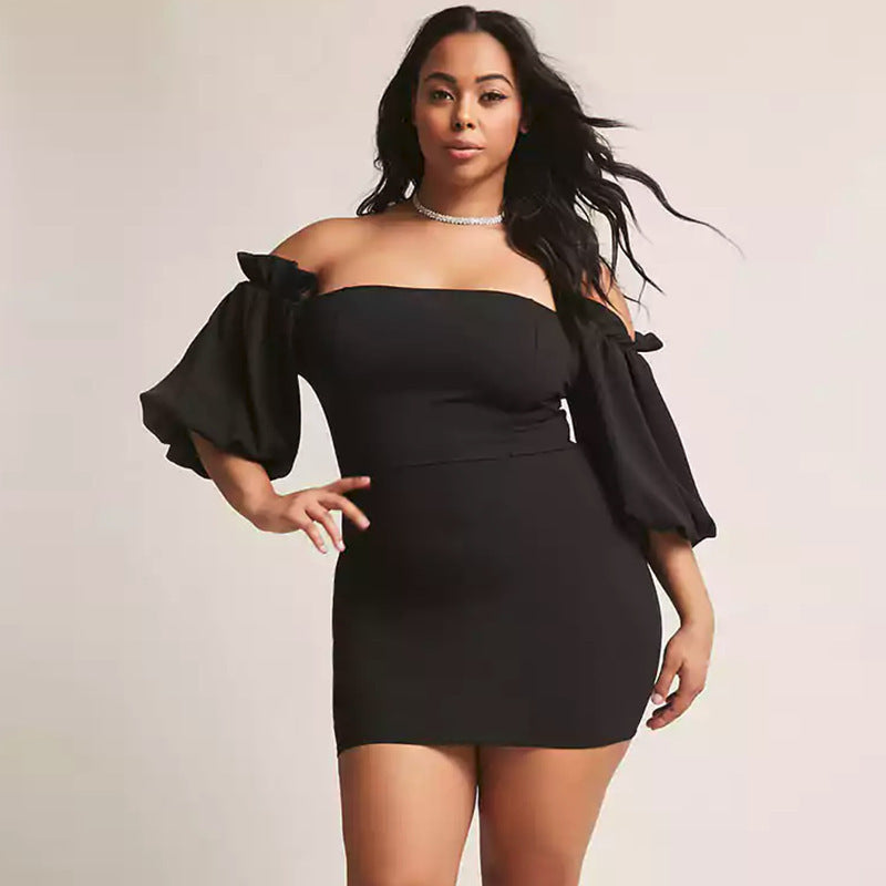 Sexy One-Neck Lantern Sleeve Fat Lady Dress