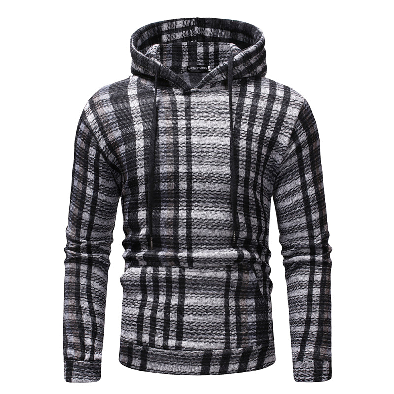 Hooded Men Striped Sweater Slim Fit