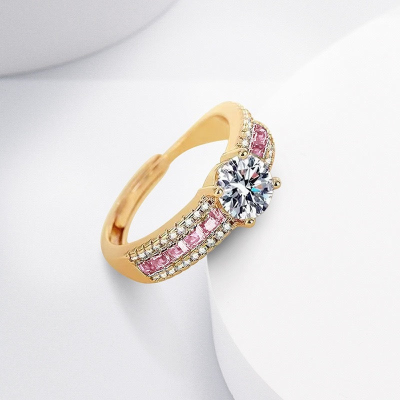 Zircon Micro-inlaid Starry Ring Champagne Gold Diamond Ring For Women