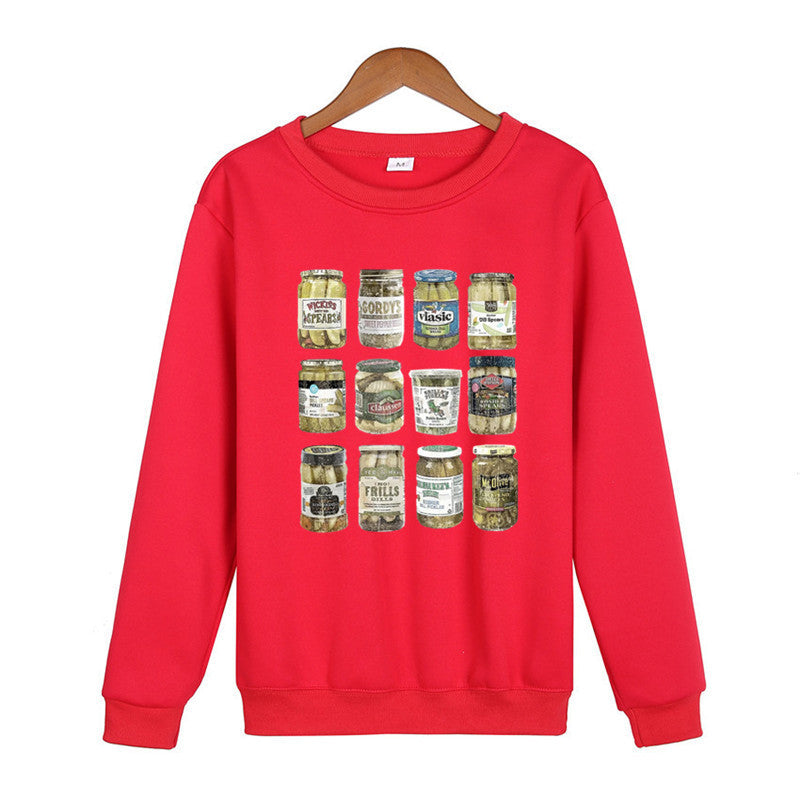 Kimchi Jar Printed Round Neck Sweater For Men And Women