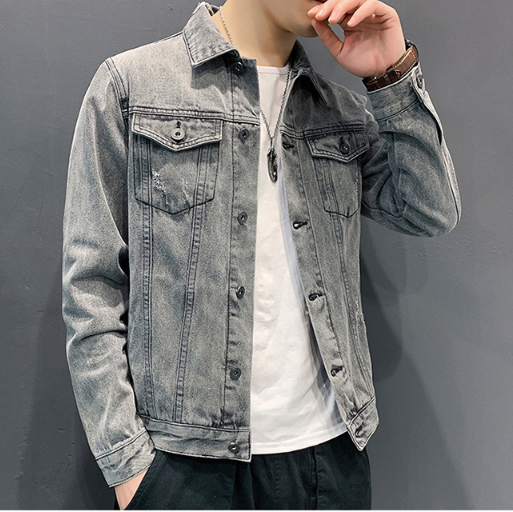 Men jean Jacket Hole Retro fashion spring autumn