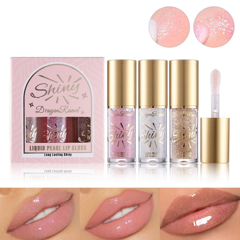Big Brush Mirror Pearlescent Three Lip Gloss Suit