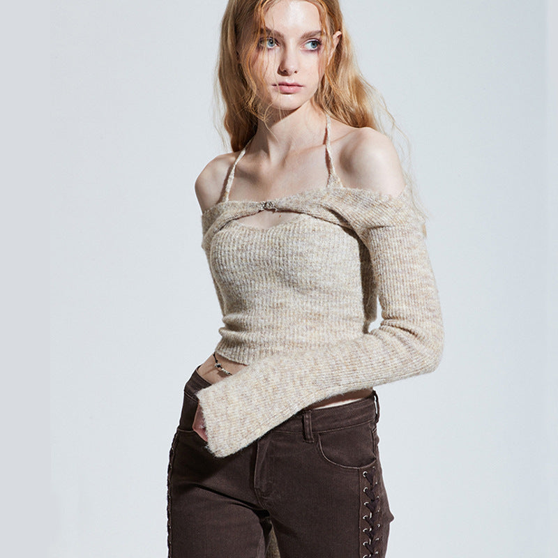 Sweater  Off Shoulder Slim Knitted Sweaters Long Sleeve