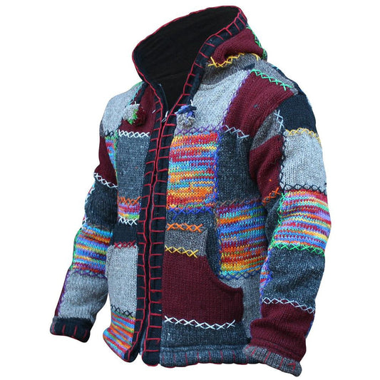 Thicken warmth stitching ethnic style sweater men