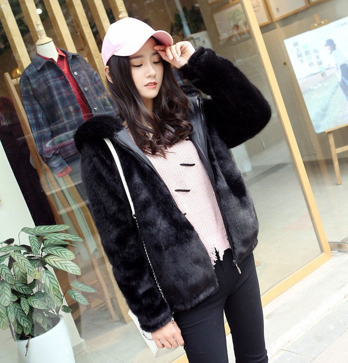 Faux fur mink coat women