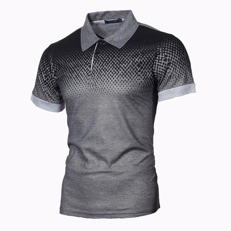 Men's gradient 3D printed polo T-shirt