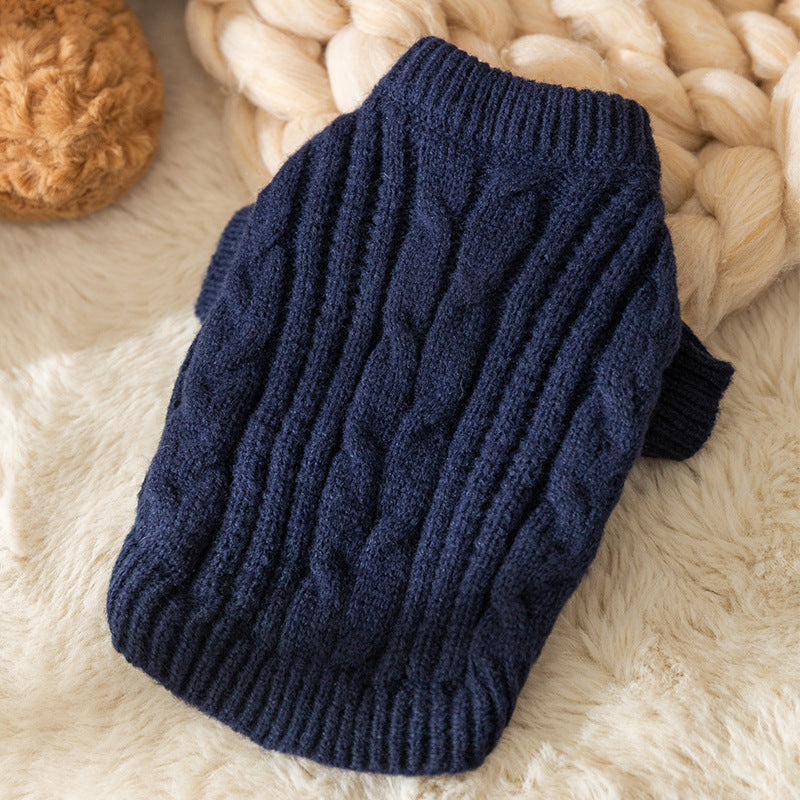 Casual Simple Solid Color Pet Sweater Warm Cat Anti-lint Clothes