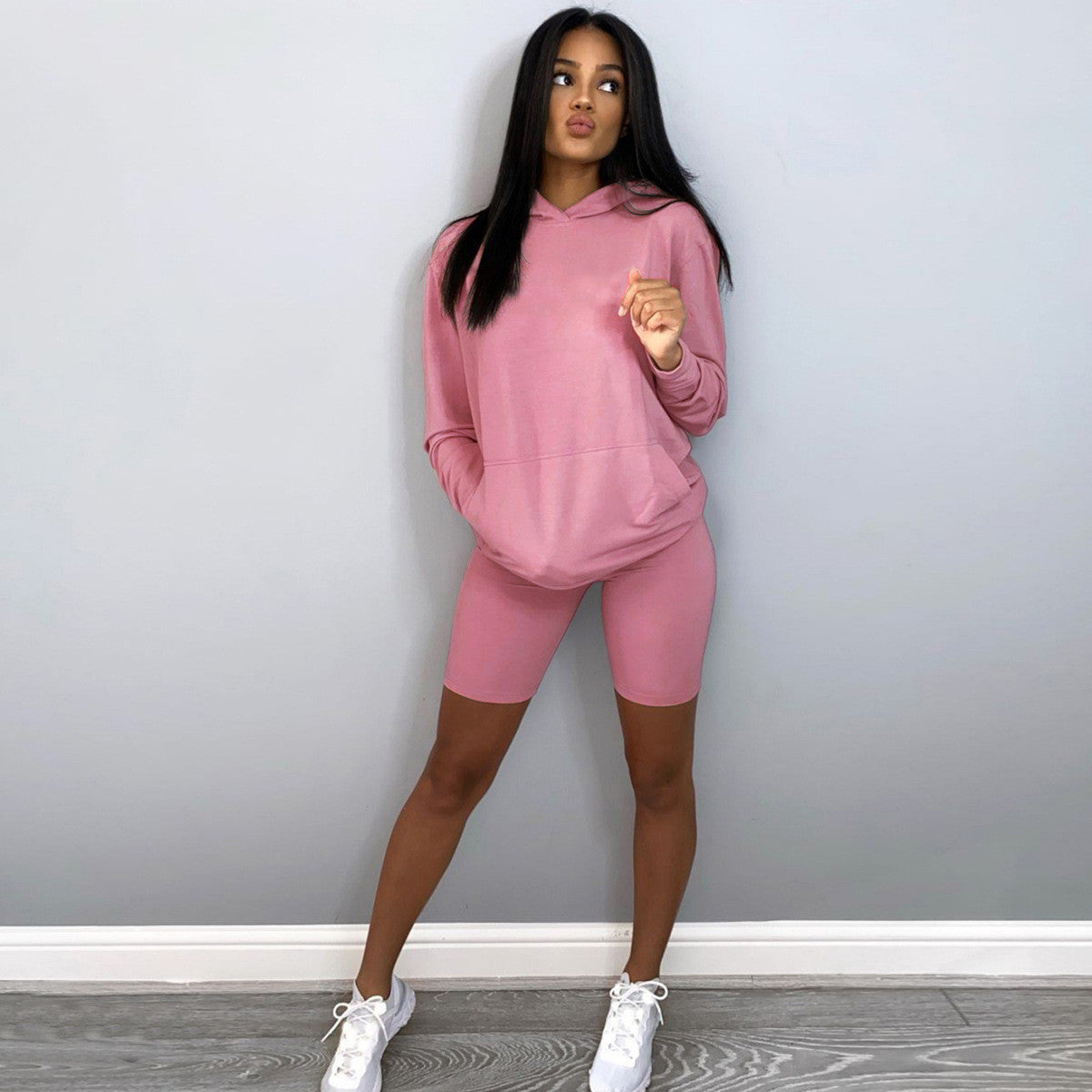 Loose sweatshirt shorts sports two-piece suit women