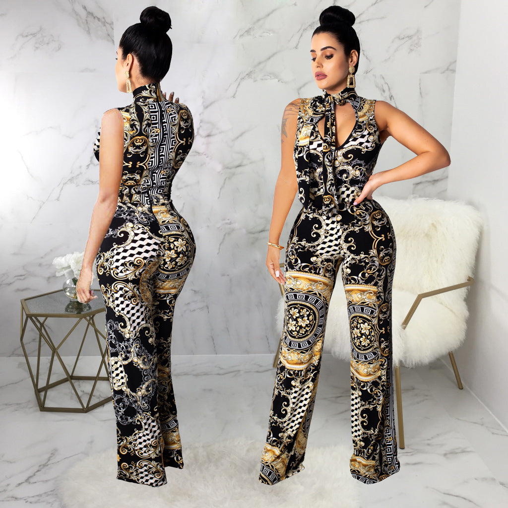 Printed sleeveless women's jumpsuit