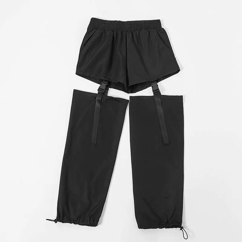 Pants Adjustable Buckle Hip Hop spring Women Black