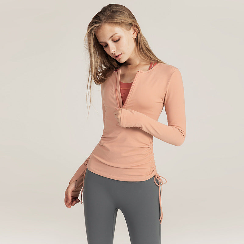 Lace-up sports top women autumn