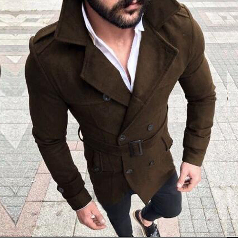 Double-breasted casual trench coat wool coat