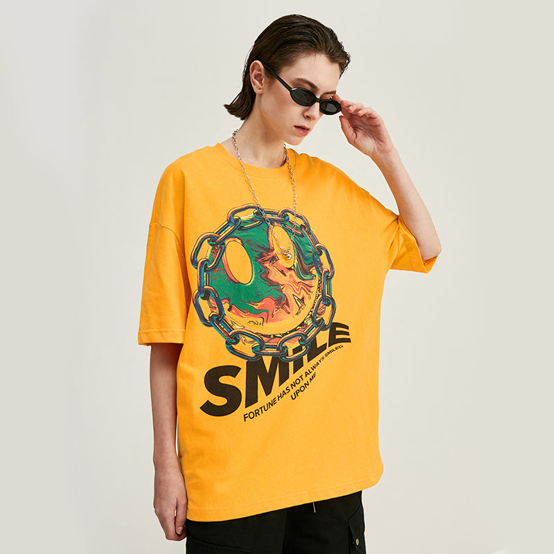 Smiley printed short-sleeved T-shirt men