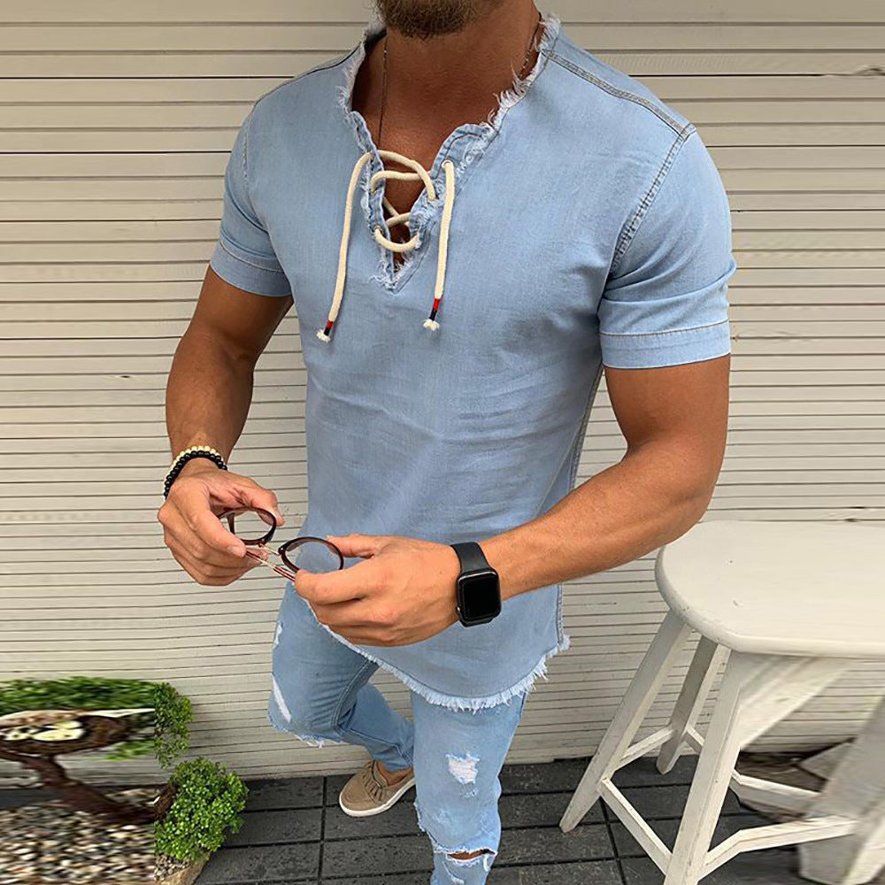 Solid Color Short-Sleeved T-Shirt Tops Compassionate Men