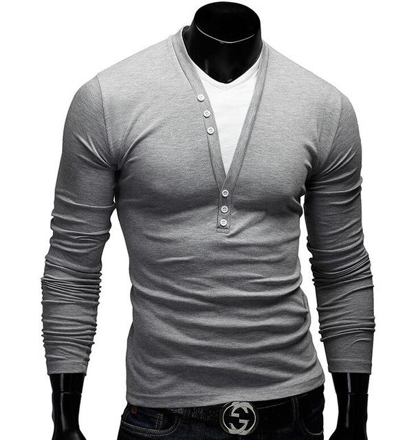 Long Sleeve V-Neck Layered Men T-Shirt