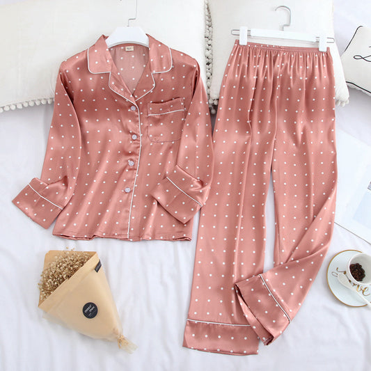 Long Sleeve Simple Lapel Home Pajamas Women