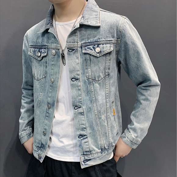 Men jean Jacket Hole Retro fashion spring autumn