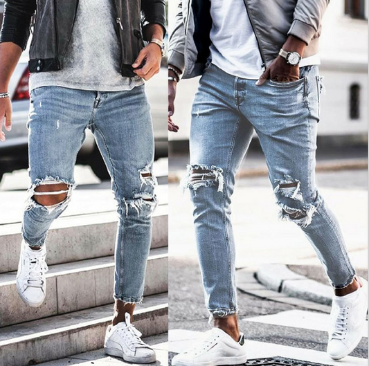 New Ripped Skinny Jeans mens Streetwear