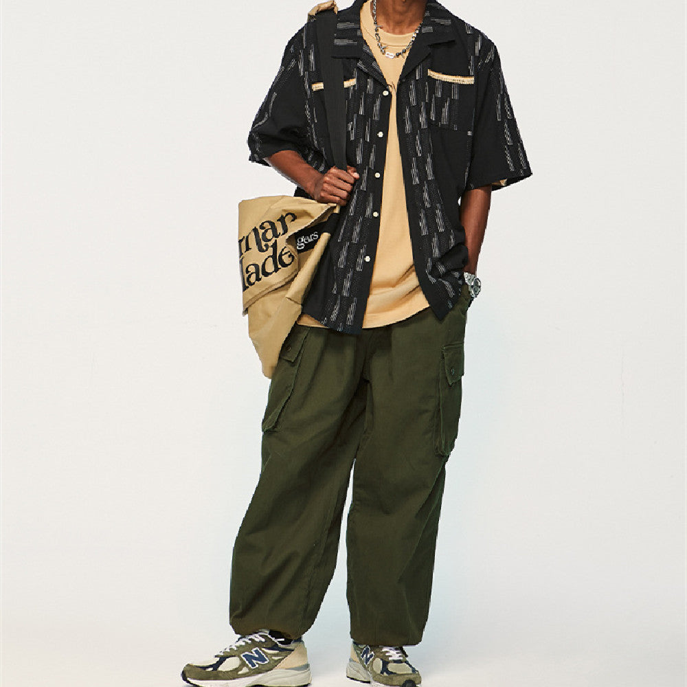 Twill Wide Leg Loose Large Workwear With Pocket Paratrooper Pants