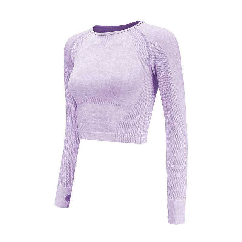 Seamless Yoga Shirts For Women Vital Seamless Long Sleeve Crop Top Thumb Hole Fitted Gym Top Shirts Workout Running Clothes