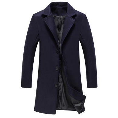 Mens Solid Color Casual Business Woolen Coats