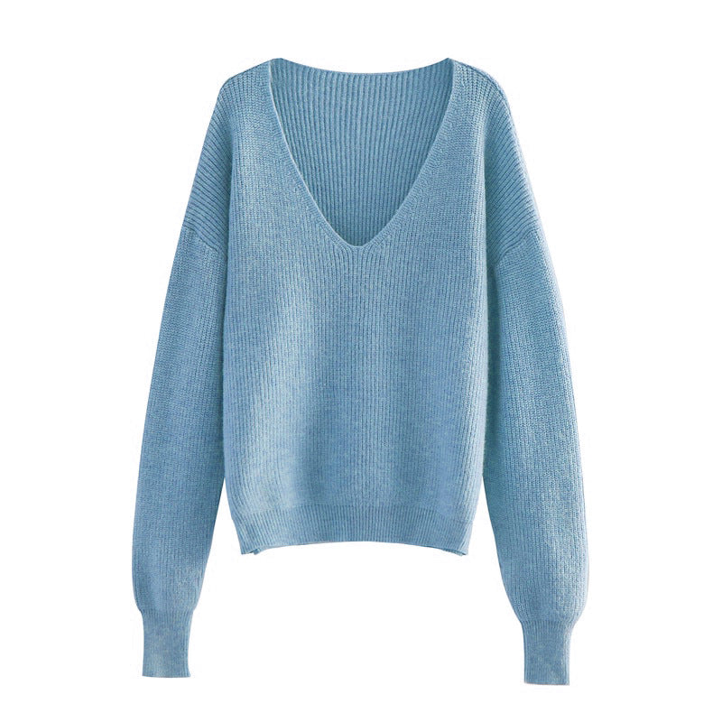 Lazy Style V-neck Pullover Explosive Sweater Women Knit Sweater