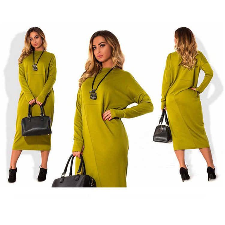 Plus size women's long sleeve dress