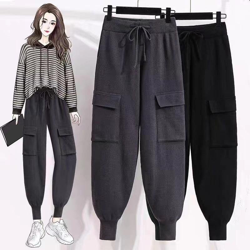 Knitted Casual Pants Women Fall Loose Tappered