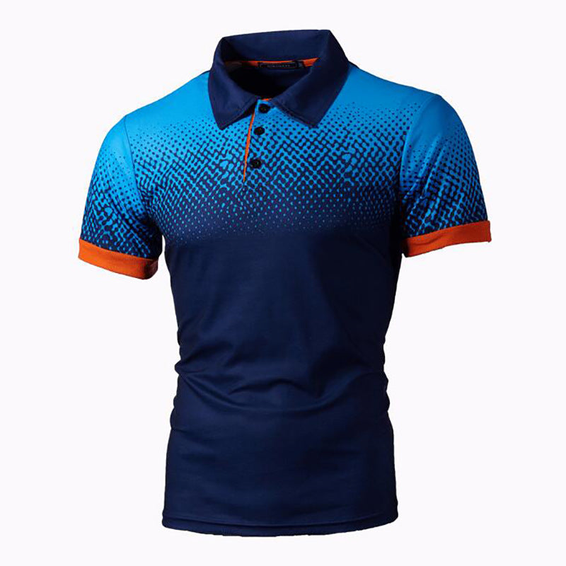 Men's gradient 3D printed polo T-shirt