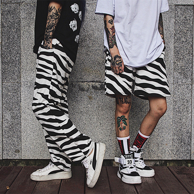 Vintage zebra hip-hop shorts