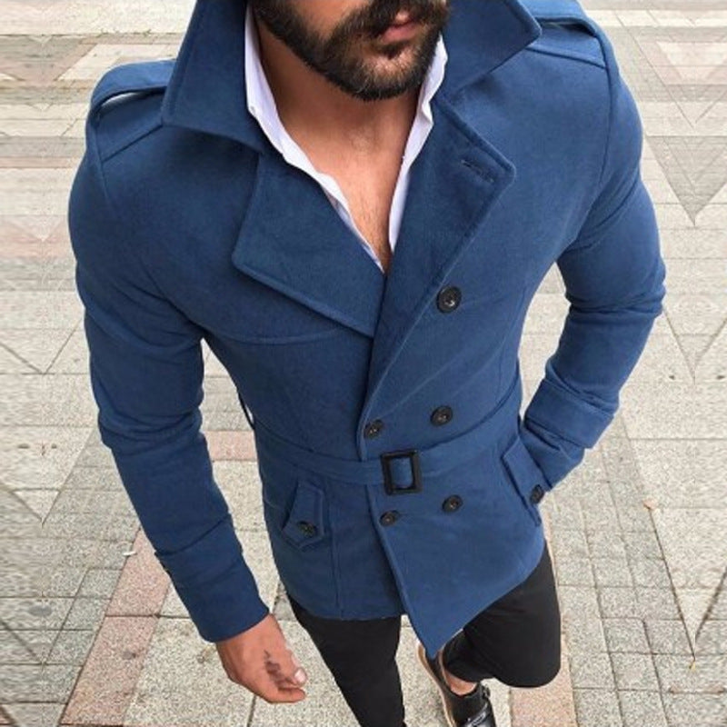 Double-breasted casual trench coat wool coat