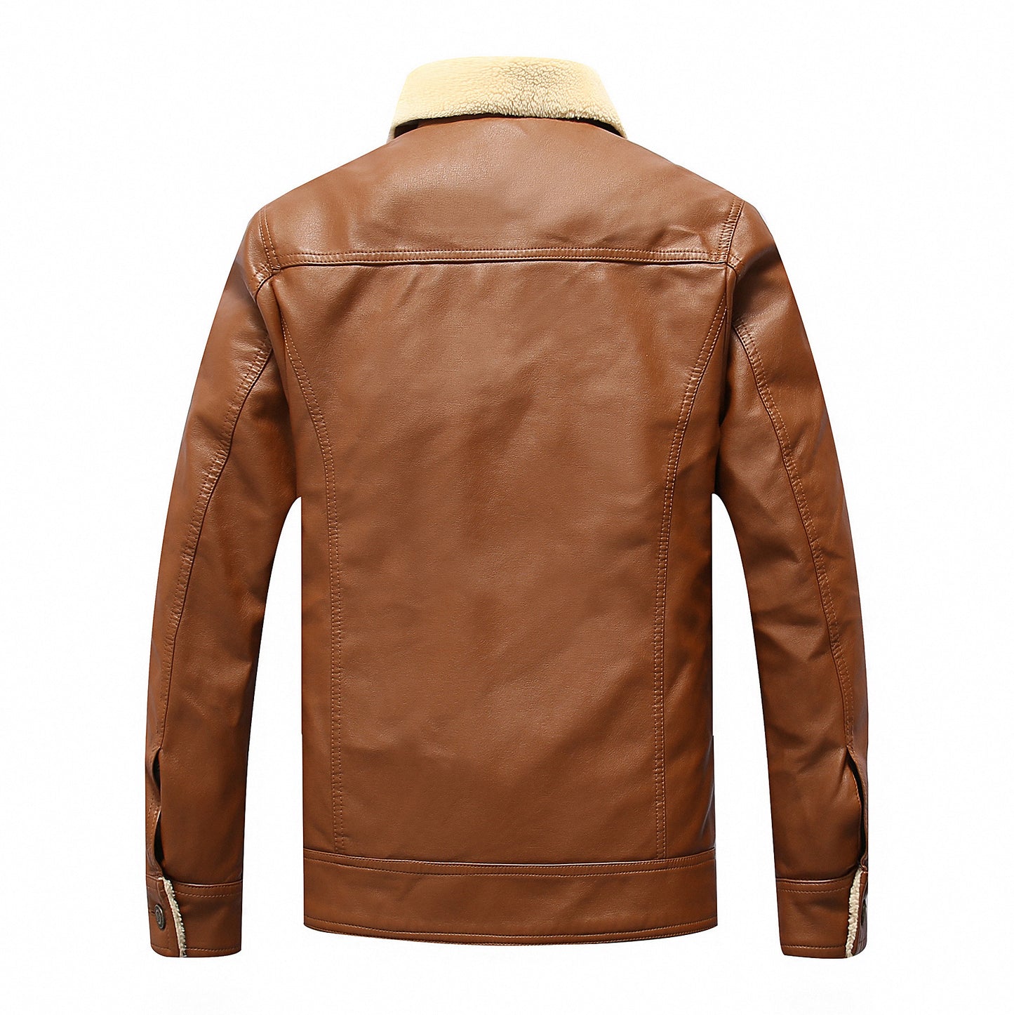 Pu Leather Coat With Fleecy Fur Integrated Coat