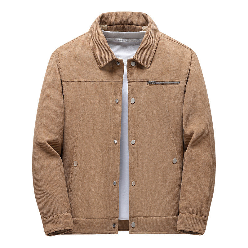 Fashion Stand Collar Casual Men's Corduroy Jacket