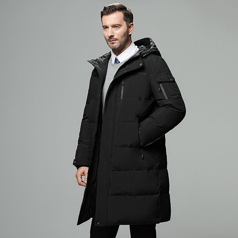 Long padded down jacket for men