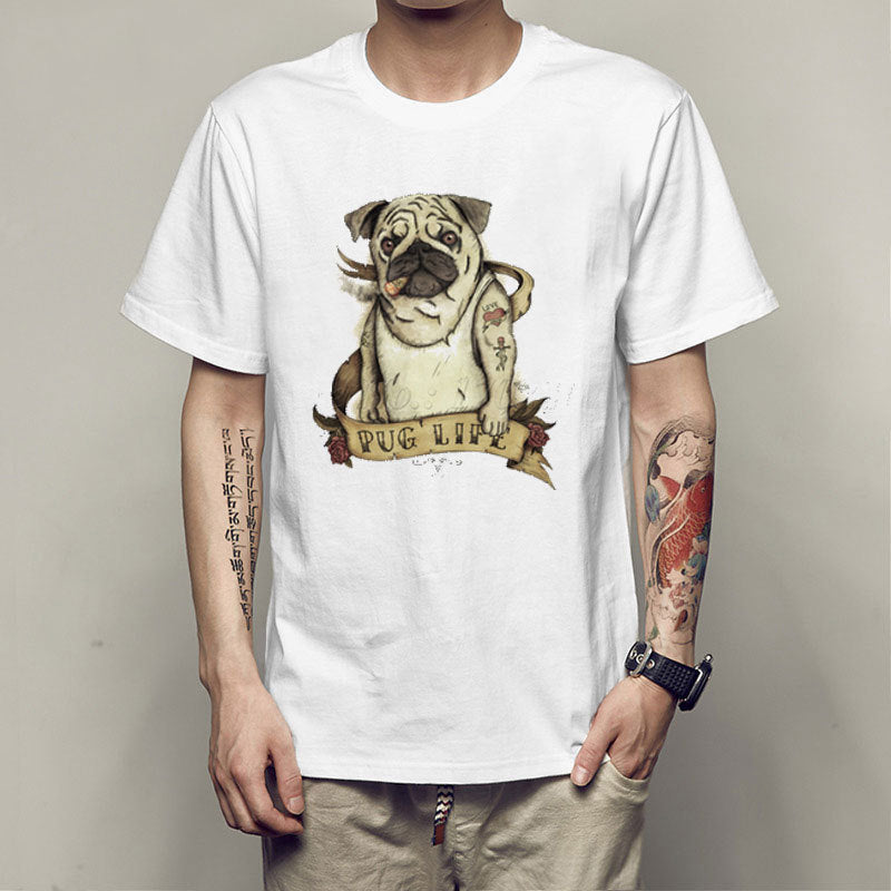 Personality spoof pug men T-shirt