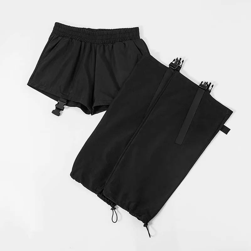 Pants Adjustable Buckle Hip Hop spring Women Black