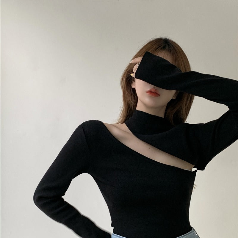 Real shot hollowed out sweater women top