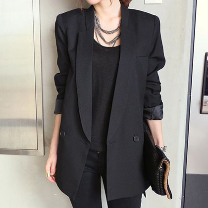 2021 Solid Long Style Black Women Jacket and Blazer Female Notched Collar Asymmetrical Chic Ladies Blazers feminino